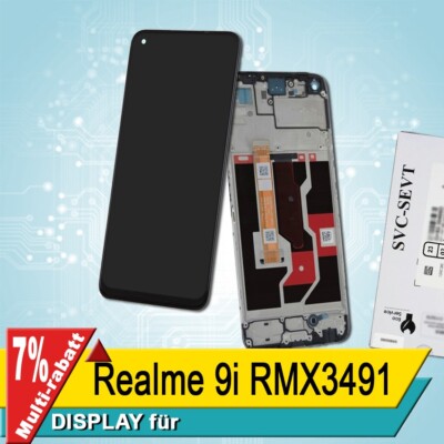 Display für Realme 9i RMX3491 Bildschirm Service Pack Schwarz Rahmen