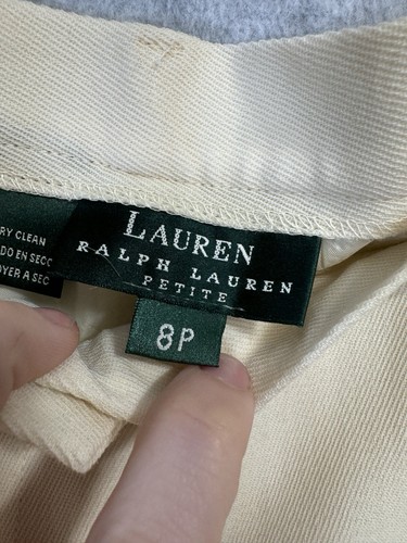 Neu mit Etikett Vintage Lauren Ralph Lauren 97 % Kammgarn Wolle weites Bein Hose USA Größe 8P cremefarben - Bild 11 von 20