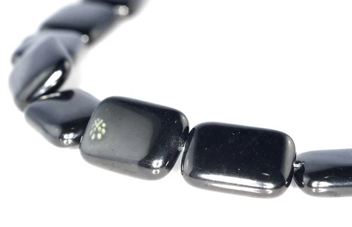 17X13MM BLACK JET GEMSTONE ORGANIC RECTANGLE LOOSE BEADS 16inch - Picture 1 of 4