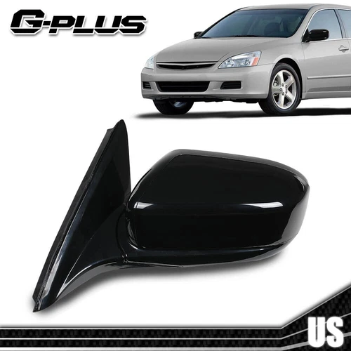 Power Mirror Front Driver Side Fit For 03-07 Honda Accord Sedan Gloss Black