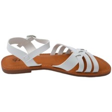 Sandalo basso donna bianco ragnetto con chiusura fibbia alla caviglia fascetta i