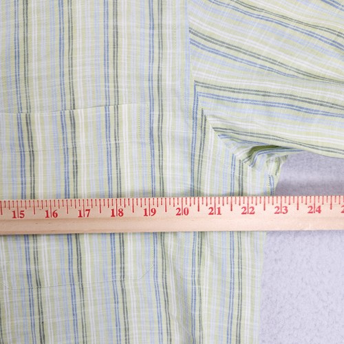 Zegna Shirt Mens Medium Green Blue Striped Linen Blend Sport Long Sleeve Classic - 第 4/12 張圖片