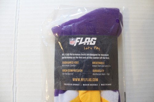 New! Flag Let's Play NFL Minnesota Vikings Performance Socks Youth Medium - Picture 6 of 6