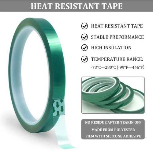 5 rolls Heat resistant tapes sublimation Press Transfer Thermal 10mmx30mt GREEN - Picture 9 of 10