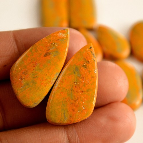 8 Pair 226 Cts Natural Bumble Bee Jasper Gemstone Pairs Lot 30x15-19x11mm#13435 - Picture 2 of 8