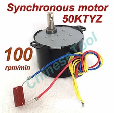 Synchronous Motor 50KTYZ AC 220V 240V 50/60Hz 100r/m CW/CCW 6W Torque 0.7kgf.cm