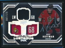2016-17 Upper deck UD Black Lustrous INK /175 Mike Hoffman #LI-MH Auto Senators