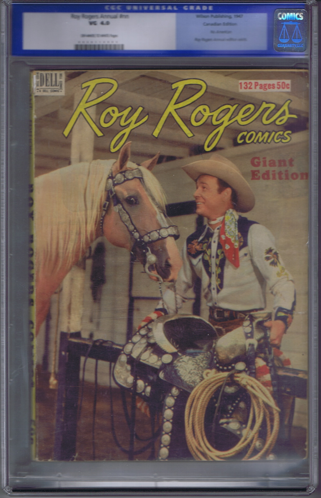 Roy Rogers Annual #nn 1947 Wilson Pub. CGC 4.0 (VERY GOOD) RARE CANADIAN EDITION