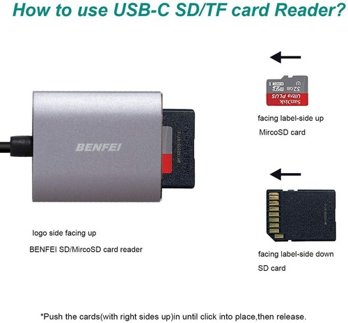 Benfei USB 3.1 Type-C to Micro SD Card Reader, f/ Mac OS, Windows, Linux Chrome - Picture 6 of 7