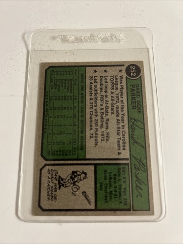 1974 Topps Baseball #252 Dave Parker Pittsburgh Pirates - Picture 2 of 2