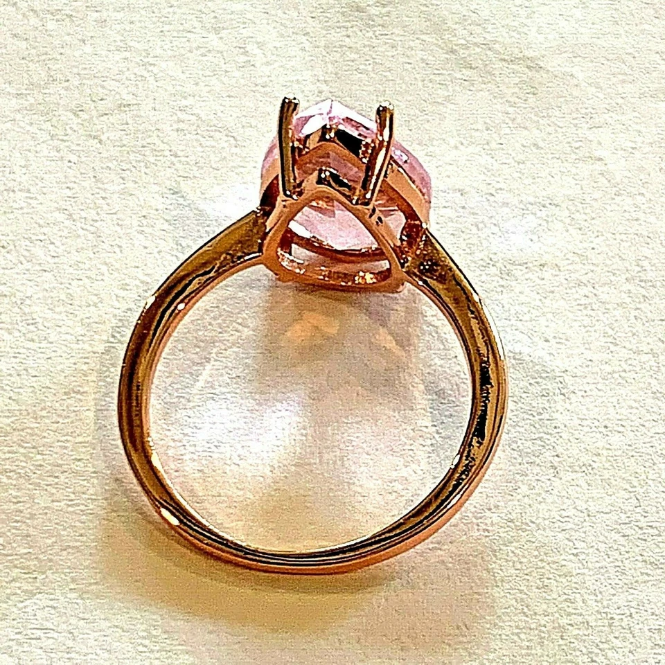 Anillo grande facetado de zafiro rosa talla 7 3/4 piedras preciosas relleno de oro rosa Foto 3 de 4
