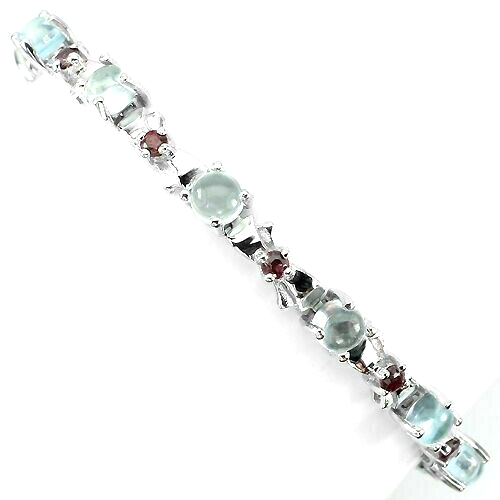 Bracciale Argento Topazio Rodolite Gemme Naturali Originali Sterling Massiccio 7 1/2 Pollici - Foto 6 di 24