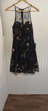 NWT My Michelle, fit and flare ,semi formal, black embroidered sleeveless dress.