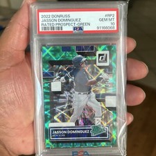 Jasson Dominguez 2022 Donruss Rated Prospects GREEN Yankees Rookie 25/25 PSA 10