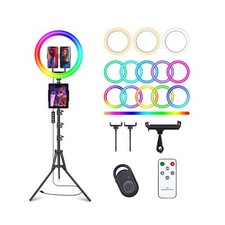 13" Selfie Ring Light with 63" Tripod Stand  3 Phone Holder, LED Camera Ring...