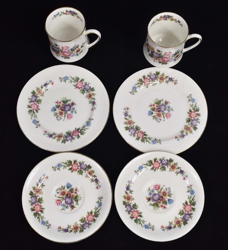 2x Paragon Lavinia Trio's Fine Bone China - Coffee Cup Saucer Side Plate - Picture 3 of 5