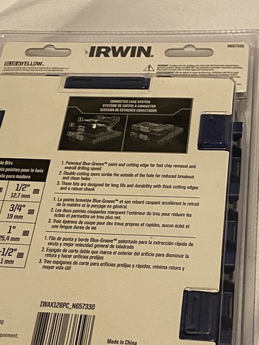 IRWIN SPEEDBOR 8 PC WOOD SPADE BIT SET BRAND NEW - Picture 4 of 7