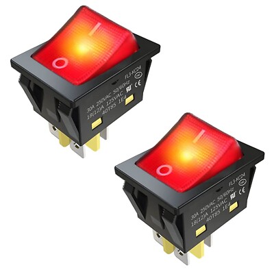 2 x 30 AMP ROT BELEUCHTET WIPPSCHALTER 30a SCHWERLAST EIN AUS 2 POLIG 22 x 30