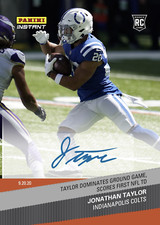 2020 JONATHAN TAYLOR SIGNED PANINI INSTANT AUTO CARD 30 SCORES 1st NFL TOUCHDOWN
