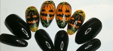 press on nails hand painted� falsenails,Halloween pumpkin design 10nails