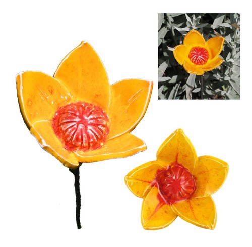 Keramik Gartendeko Blume Blumenstab Gartenstecker H45cm Midene Handgefertigt - Bild 8 von 12