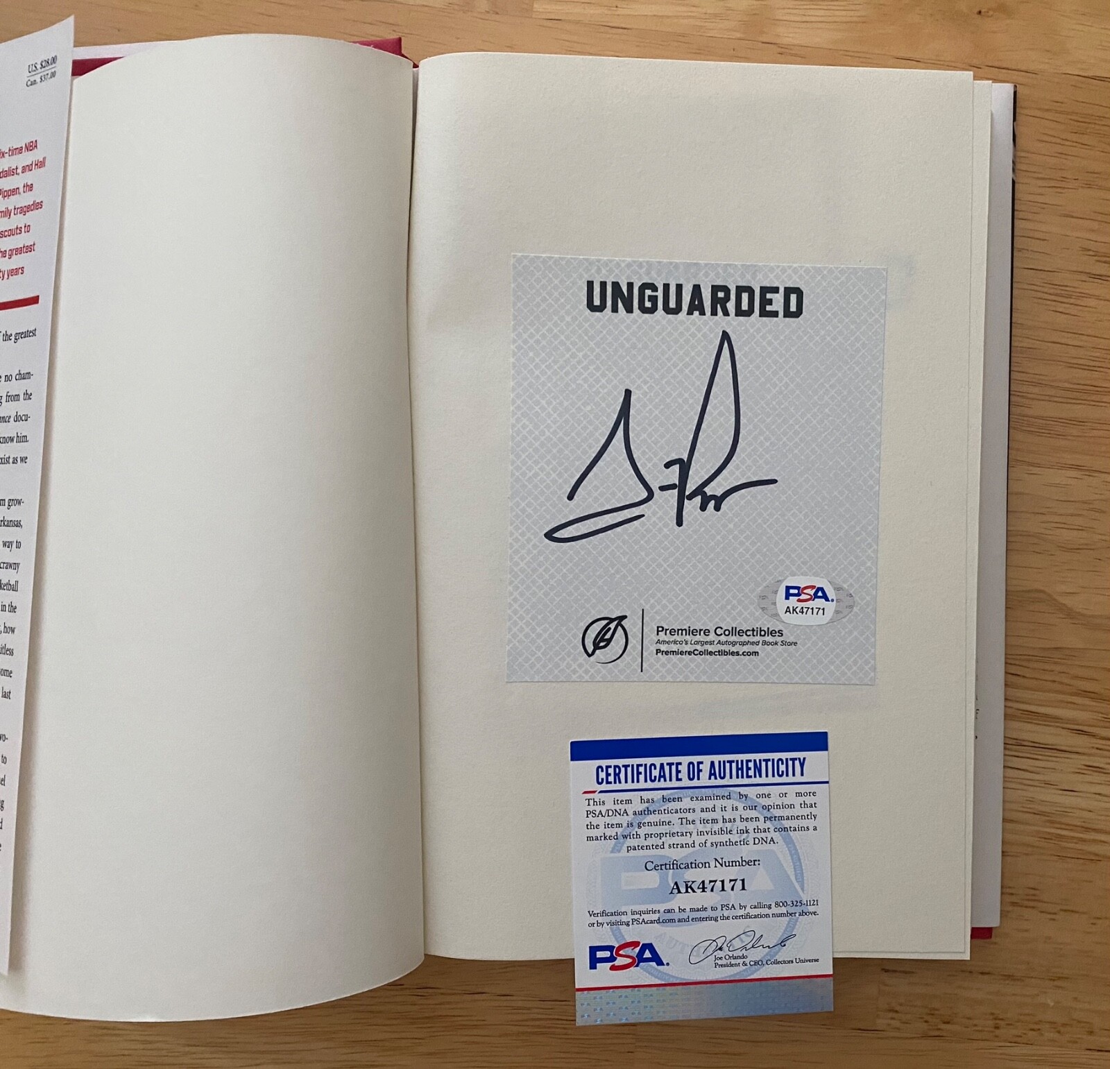 Scottie Pippen Autographed Signed Unguarded Book PSA COA RARE A 