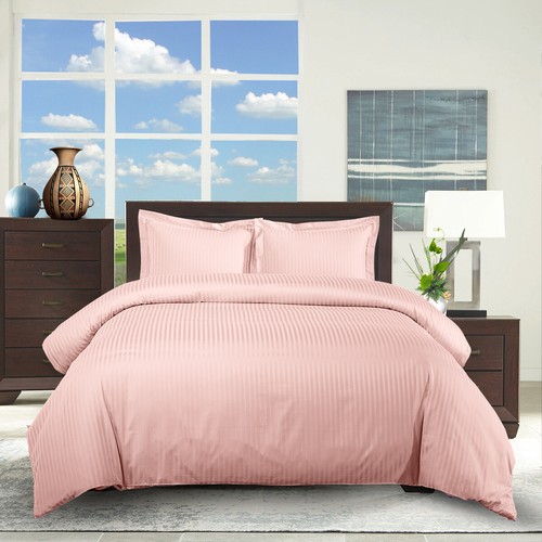 Striped Comforter Set 300tc 100% Cotton Duvet Cover Set +Down Alternative Insert - Picture 5 of 15