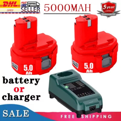 MARKENLOS 2 x 14,4 V 5,0 Ah per Makita 14,4 V batteria PA14 1420 1422 1433 1434 1435 / caricabatterie