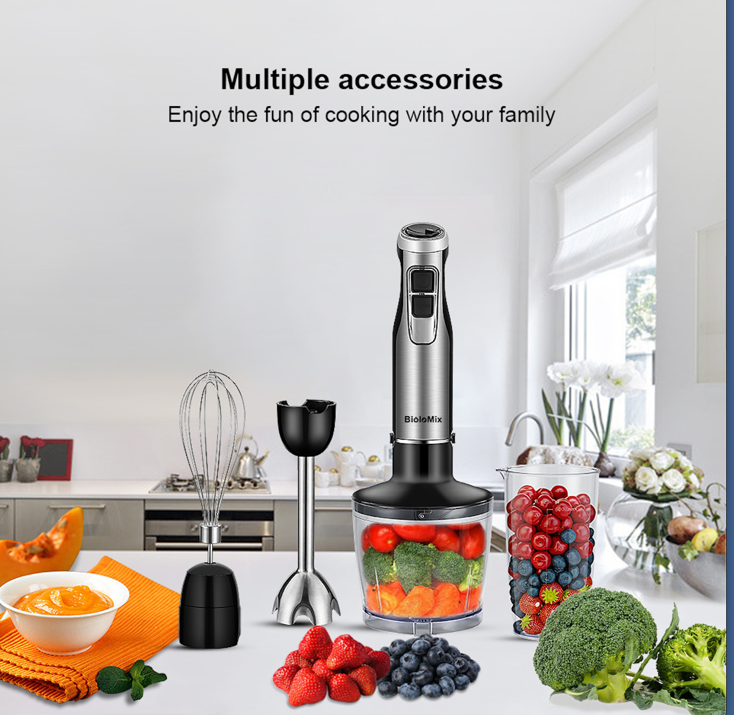 Blender smoothie portable et mixeur plongeant pour préparer les repas sains de toute la famille
