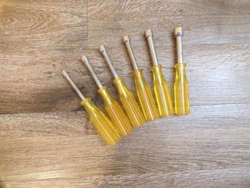 VTG Yellow Plastic Handled Nut Driver Set of 6 - Standard 3/16 to 7/16 Anti-Roll - 第 2/13 張圖片
