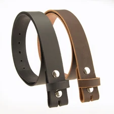 MEN'S_BUFFALO LEATHER CASUAL BELT STRAP_No Buckle_1-1/4"_Womens Amish Handmade
