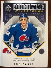 18-19 UD SP Authentic Rookie Year Milestones #RYM-JS Joe Sakic