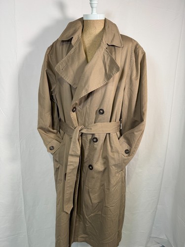 VTG Christian Dior Connaisseur Beige Khaki Wool Lined Belted Trench Coat Sz 42 R - Picture 13 of 23