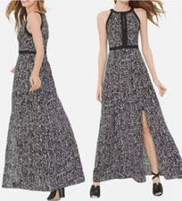 White House Black Market Womens Sleeveless Keyhole Black Printed Maxi Dress Sz 0