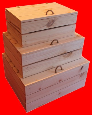 Christmas Eve Wooden Box Red Solid Pine Wood Decoupage Storage Gift Crate