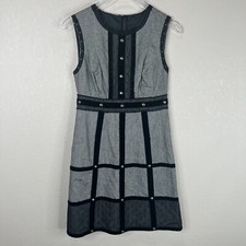 Anna Sui for Target Serena Dress Sz 1 Herringbone Gray/Black Studded Sleeveless