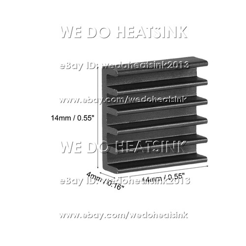 14x14x4mm Black Aluminum Heat Sink Radiator Cooler With Thermal Adhesive Tape - Afbeelding 3 van 5