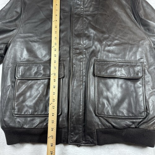 Faconnable Lambskin Soft Brown Leather Bomber Jacket Wool Lined - Picture 13 of 16