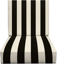 RSH Décor Outdoor Foam Deep Seating Cushion Set, Black and White Stripe Striped