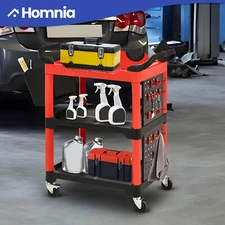 Heavy Duty Auto Detailing Cart Car Wash Organizer DIY Garage Trolley w/ Hooks