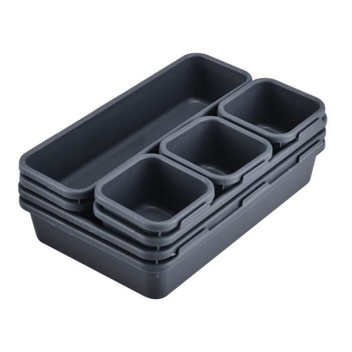 Organisateur de tiroir modulable 8 pièces en plastique transparent pour bureau