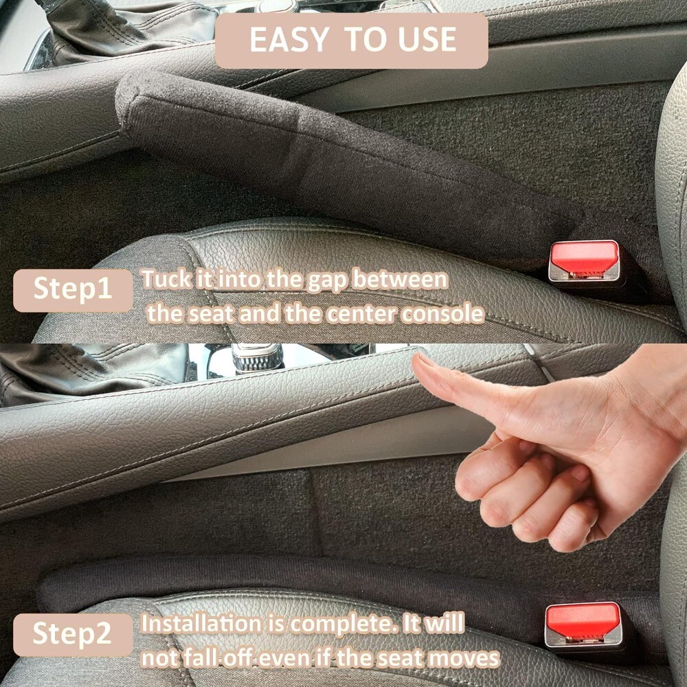 2PCS Black Car Seat Gap Filler Car Seat Gap Plug Strip Filler for Car