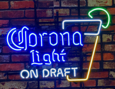 Corona Light On Draft Neon Sign 19''x15''  Lamp Beer Bar Pub Store Wall Deocr