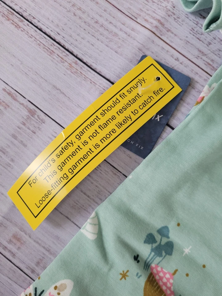 Nuevo Juego de pijama de 2 piezas FISH STIX por 10 Green Mushroom Fairy Foto 3 de 4