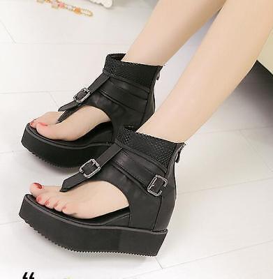 Damenschuhe Sandale Pantoletten Zehentrenner Keilabsatz Sommer 32-43Zehentrenner