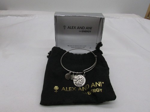 2014 Alex & Ani Silver Toned "Mom" Adjustable Charm Bracelet Sz 7.5 #49w