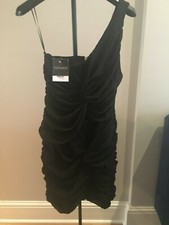 BNWT Topshop black chiffon bodycon cocktail dress one strap size 10