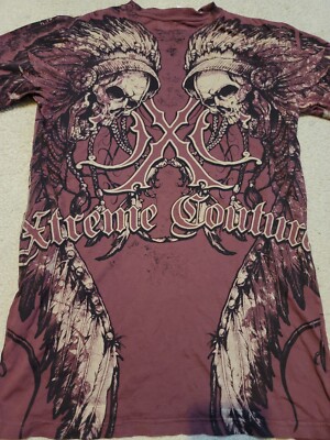 MMA Tシャツ　XS XTREME COUTURE RANDY Burgundy Indian Skull T SHIRT MENS