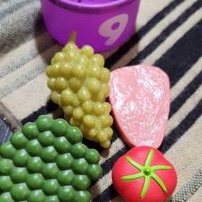 Pretend Play Food Lot 9 Fruit Meat Pieces w/ Purple Cup Age 4-7