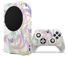 Skin Wrap for XBOX Series S Console Controller Neon Swoosh on White